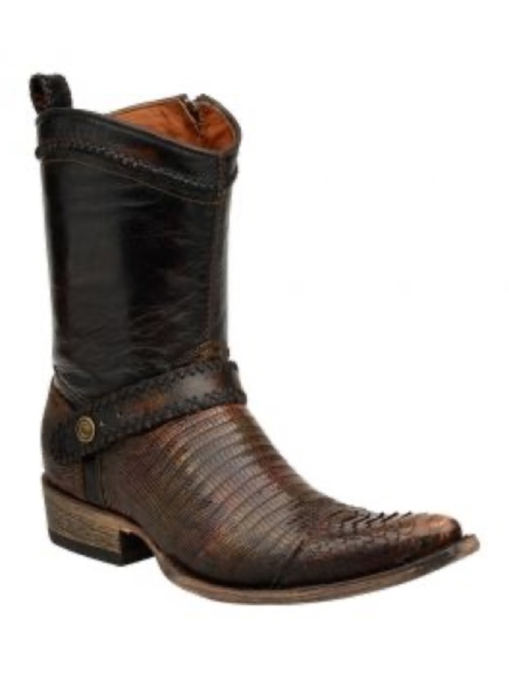 Cuadra Urban Hand-Painted Brown Python Leather Ankle Boots Men’s size 9